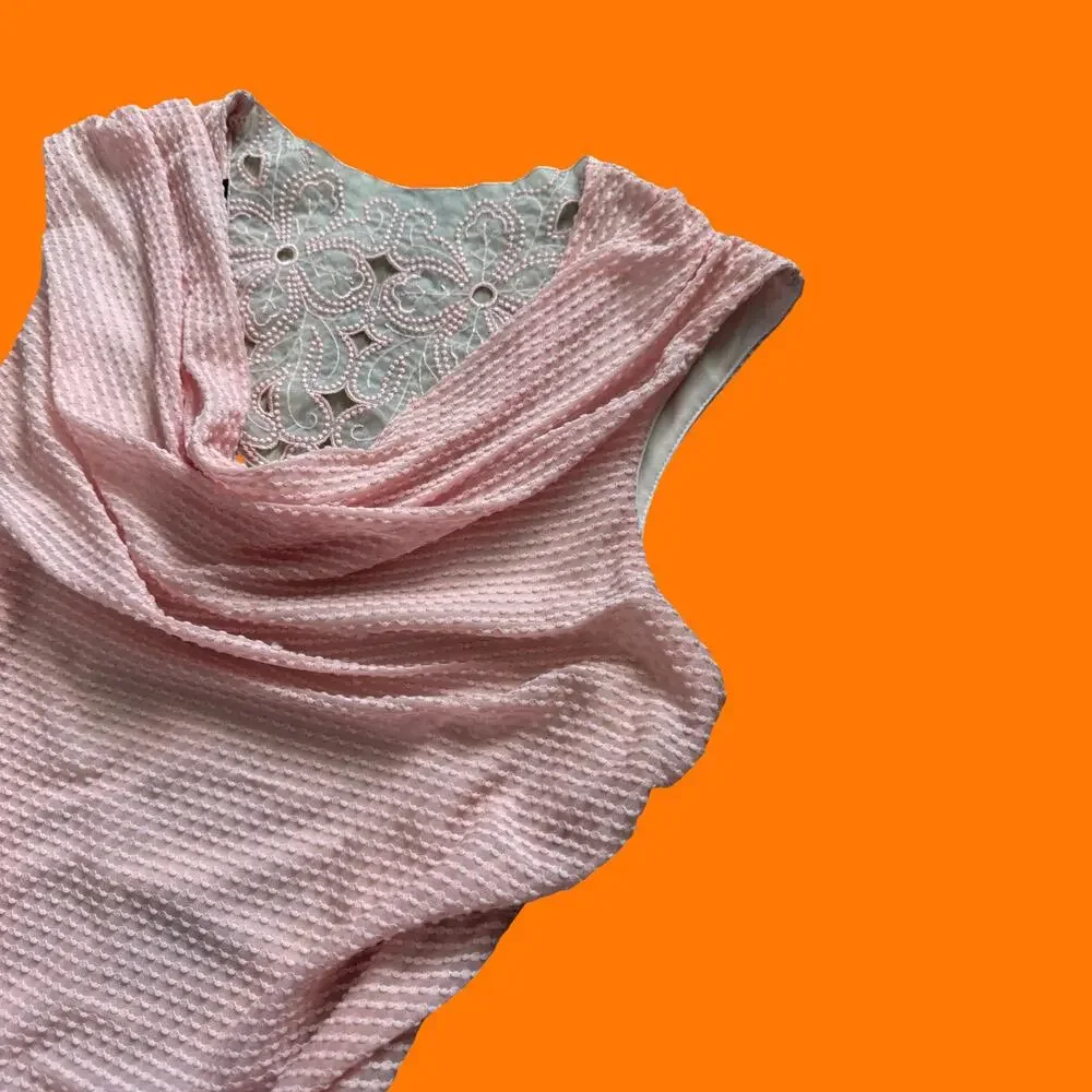 00's vintage baby pink coquette fairy cowl neck y2k tank top SMALL a. byer